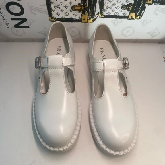 New Authentic PRADA  Spazzolato Mens Mary Jane T Strap 40mm Loafers - Picture 3 of 10